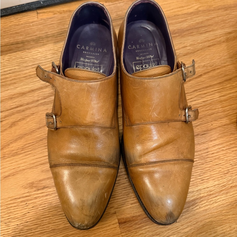Carmina Epaulet tan double monk shoes